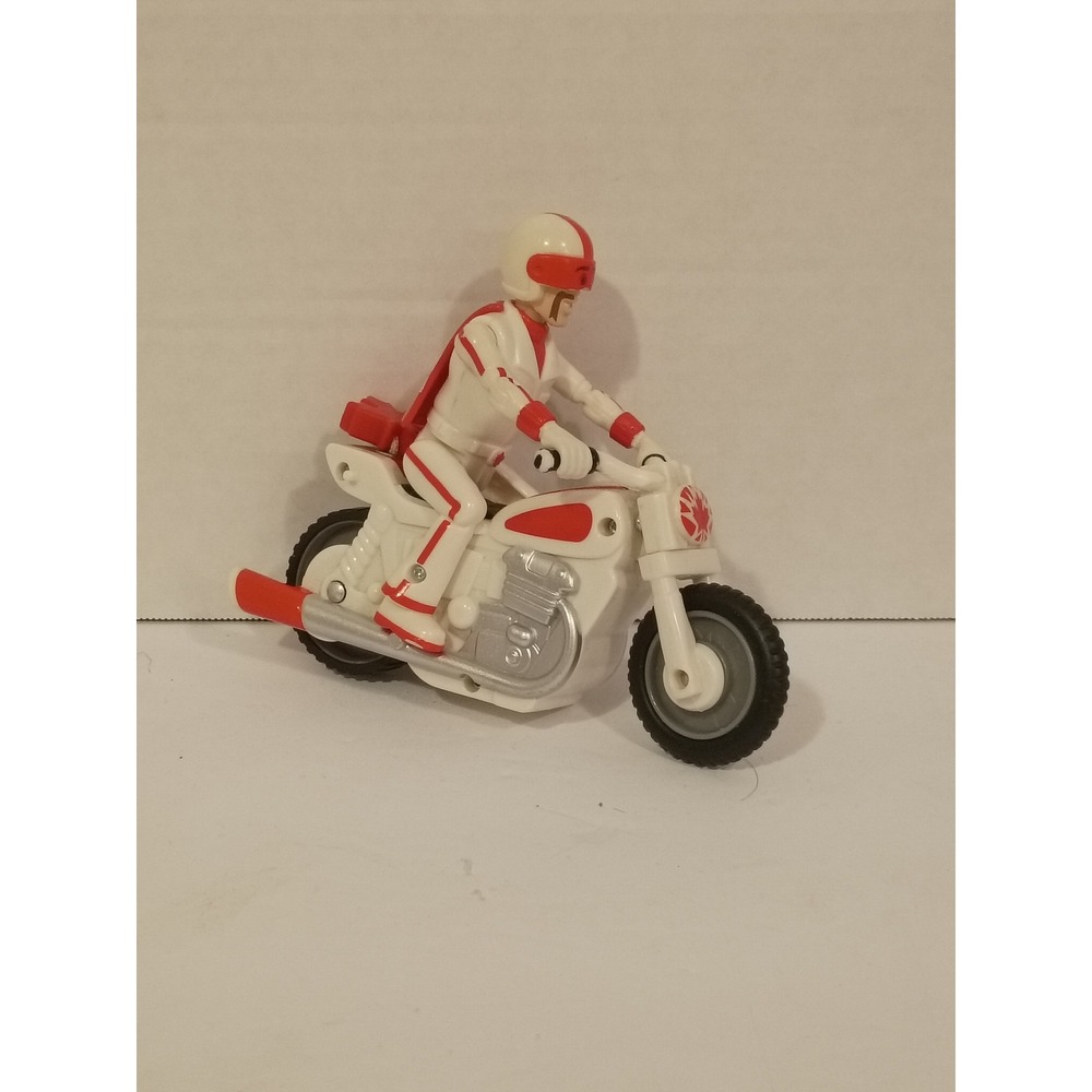 Classic Red & White Stunt Rider Action Figure with Motorcycle